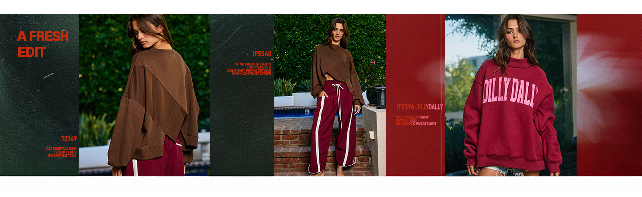 Homepage banner featuring clothing promotions, new arrivals, and special offers.