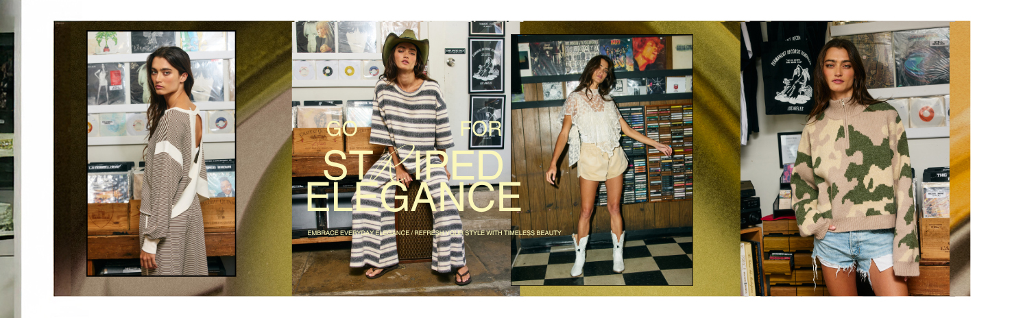 Homepage banner featuring clothing promotions, new arrivals, and special offers.