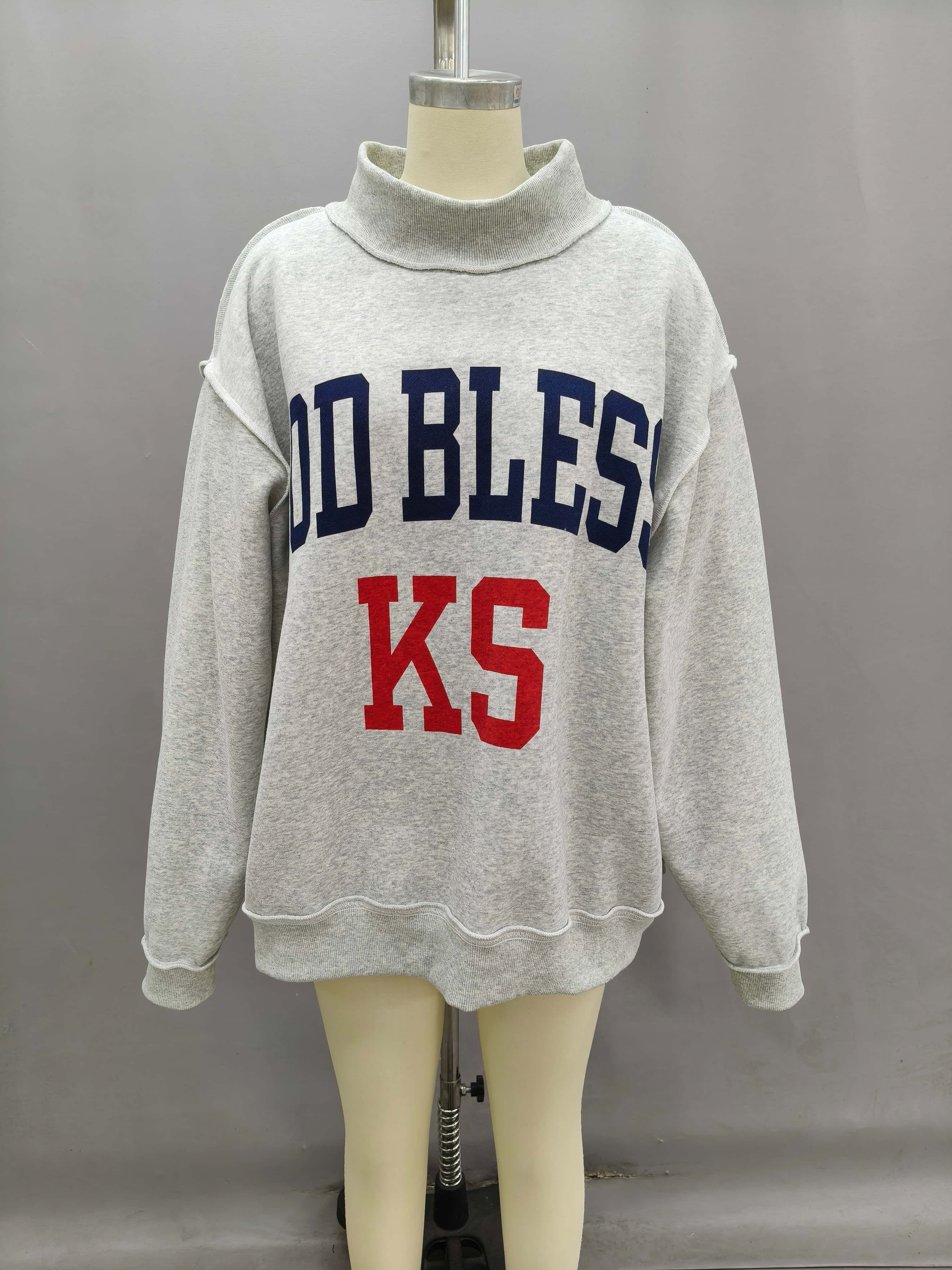 GOD BLESS (STATE) PRINT HIGH-NECK SWEATSHIRT, Contents:
