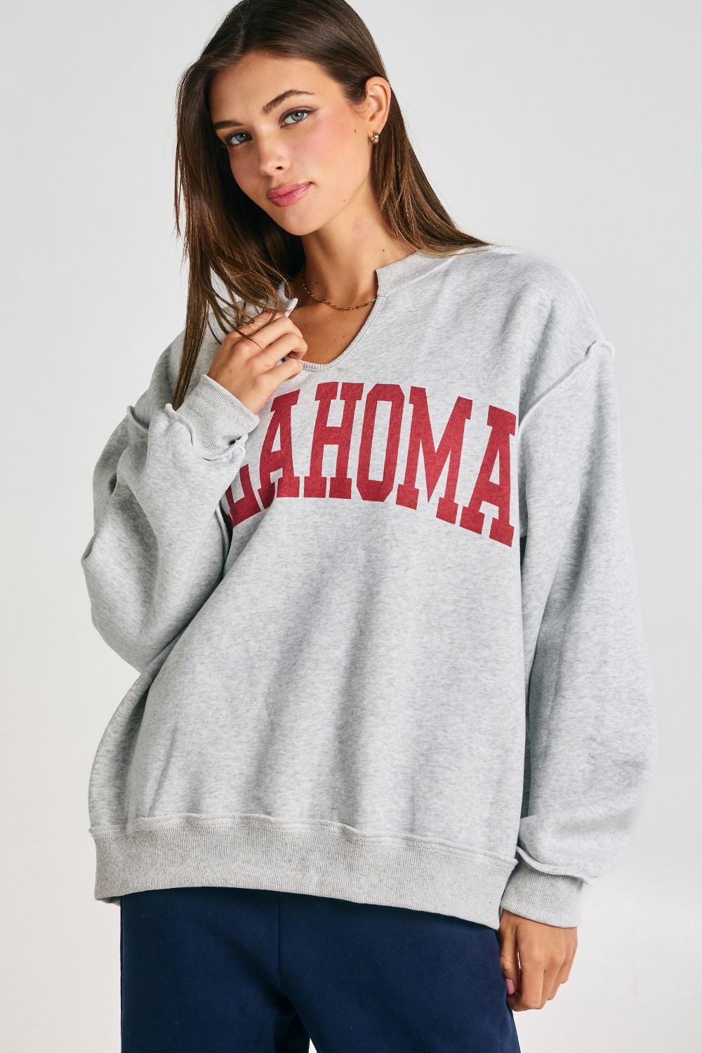 'OKLAHOMA' GFX SPLIT-NECK TERRY SWEATSHIRT, Contents: