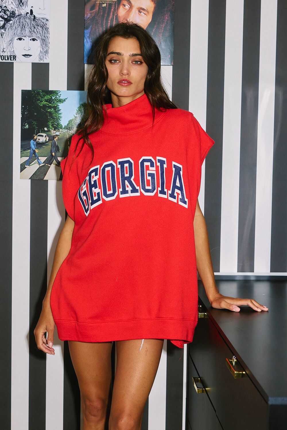 'TEXAS', 'GEORGIA' PRINT OVERSIZED MUSCLE TOP, Contents:74%COTTON 26%POLYESTER