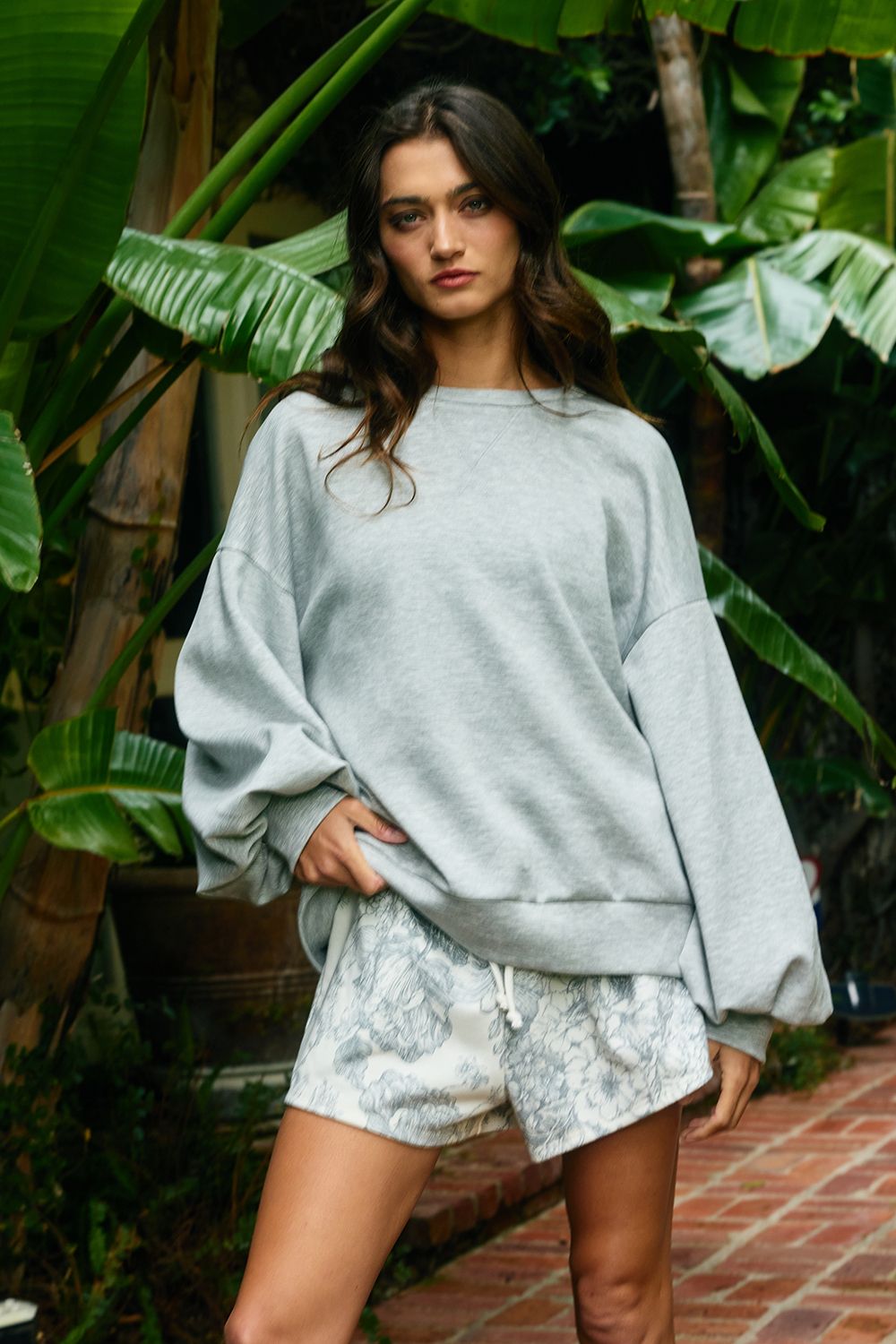 SCUBA LANTERN SLEEVE TOP, Contents:62%COTTON 38%POLYESTER